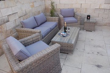 Polyrattan Garten Lounge mit Tisch und Kissen