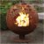 Esschert Design Feuerball in Blumen Optik, laser cut, 58 x 57 x 66 cm, Rost-Optik, aus Stahl, runde Gartendekoration, Feuerstelle mit Fuß - 2