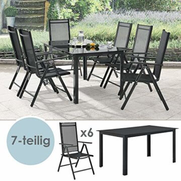 ArtLife Aluminium Gartengarnitur Milano | Gartenmöbel Set mit Tisch und 6 Stühlen | dunkel-grau mit schwarzer Kunstfaser | Alu Sitzgruppe Balkonmöbel - 4