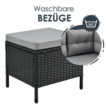 ArtLife Polyrattan Lounge Manacor | Gartenmöbel Set mit Sofa, Tisch & 2 Hockern | Bezüge grau | Sitzgruppe für Garten, Terrasse & Balkon - 2