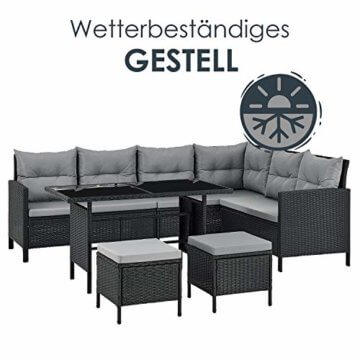 ArtLife Polyrattan Lounge Manacor | Gartenmöbel Set mit Sofa, Tisch & 2 Hockern | Bezüge grau | Sitzgruppe für Garten, Terrasse & Balkon - 5
