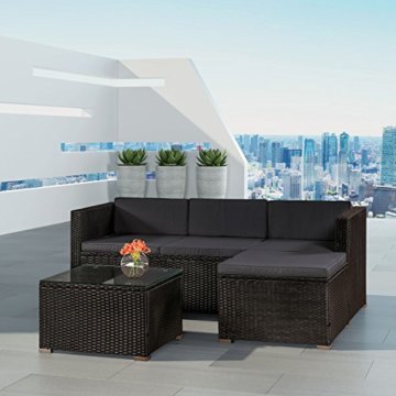 ArtLife Polyrattan Lounge Punta Cana M für 3-4 Personen mit Tisch in schwarz mit Bezügen in Dunkelgrau | Gartenmöbel Sitzgruppe - 3