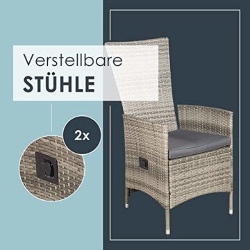 ArtLife Polyrattan Sitzgruppe Rimini Plus 9-teilig grau-meliert | Gartenmöbel Set mit Tisch, 8 Stühlen & Kissen | graue Bezüge | Rattan Balkonmöbel - 4