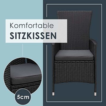 ArtLife Polyrattan Sitzgruppe Rimini Plus 9-teilig schwarz | Gartenmöbel Set mit Tisch, 8 Stühlen & Kissen | graue Bezüge | Rattan Balkonmöbel - 5