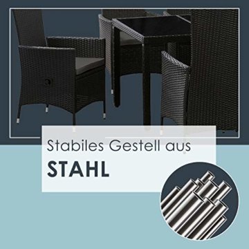 ArtLife Polyrattan Sitzgruppe Rimini Plus 9-teilig schwarz | Gartenmöbel Set mit Tisch, 8 Stühlen & Kissen | graue Bezüge | Rattan Balkonmöbel - 7