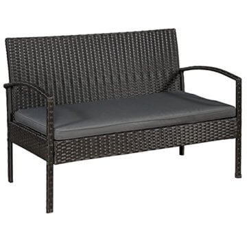 ArtLife Polyrattan Sitzgruppe Trinidad - Gartenmöbel Set mit Bank, Sessel & Tisch für 4 Personen - schwarz mit grauen Bezüge - Terrassenmöbel Balkonmöbel Lounge - 6
