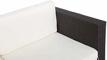GOJOOASIS Polyrattan Lounge Sitzgruppe Gartenmöbel Garnitur Poly Rattan Couch-Set in Braun-schwarz mit Bezügen in Creme (200 cm Länge) - 3