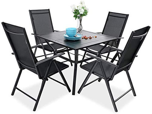 Black1 PHIVILLA Metall Gartenstuhl Draussen Terrasse Gartenstühle Stapelbare Stühle für Esszimmer-Set 2 Pack Schwarz 