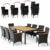 Poly Rattan 8+1 Sitzgruppe 8 Stapelbare Stühle 7cm Dicke Auflagen Gartentisch Armlehnen Holz Gartenmöbel Set Schwarz - 8